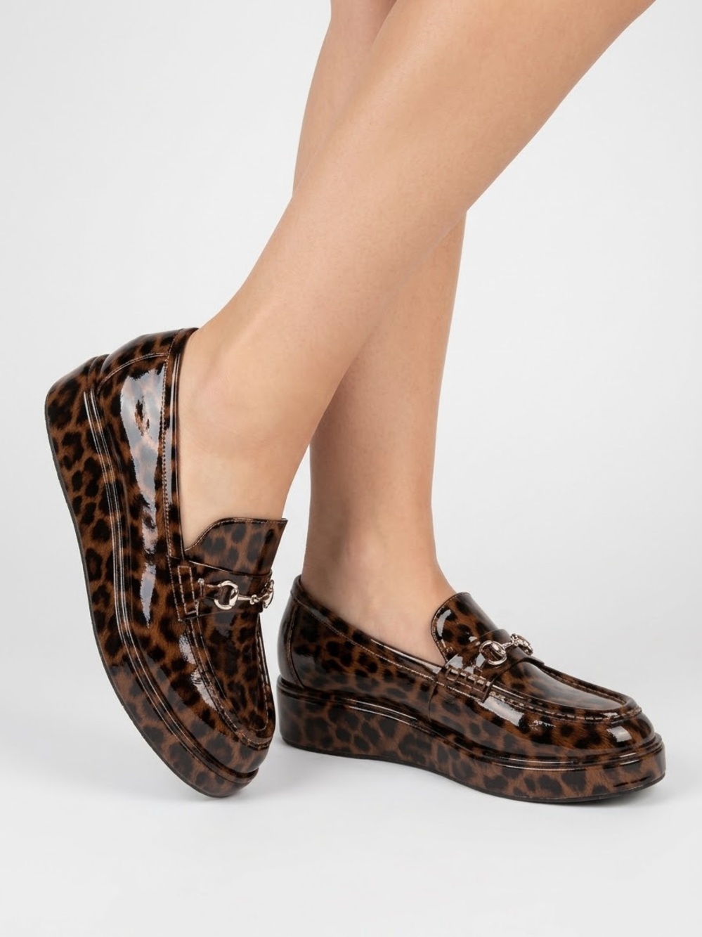 Nwob coconuts by Matisse Leopard Print Patent Platform Loafers - Brown size 9